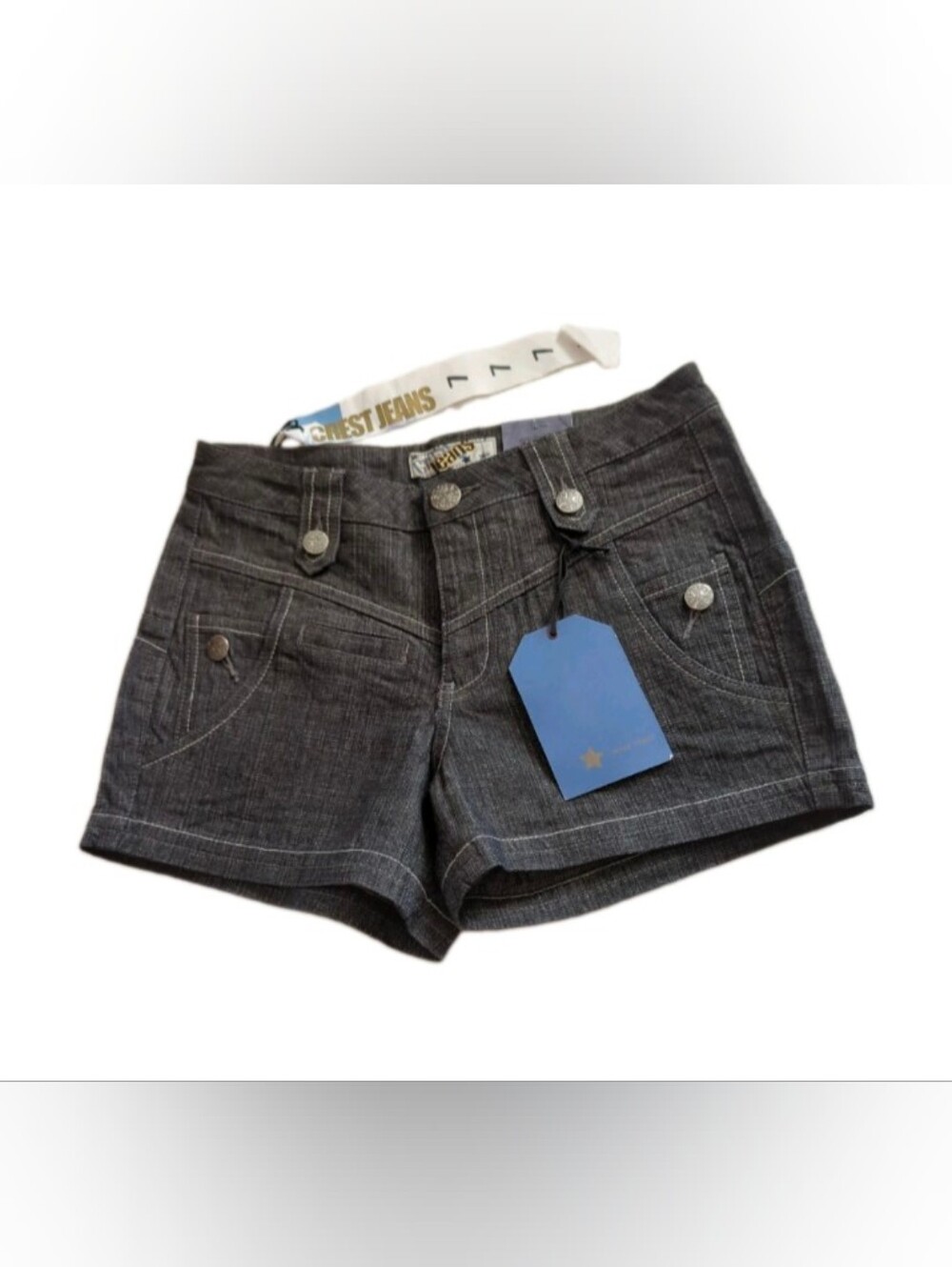 CREST JEAN SHORTS NWT Black  Denim Shorts Sz. 7 Midrise Comfort Stretch